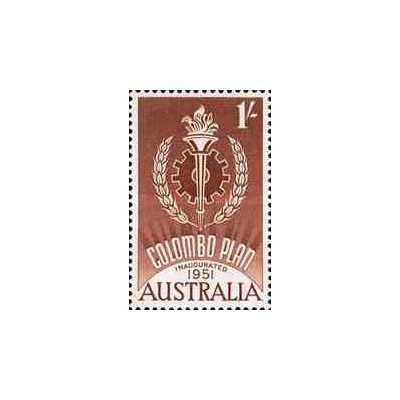 1 عدد تمبر دهمین سالگرد طرح کلمبو سازمان ملل  - استرالیا 1961