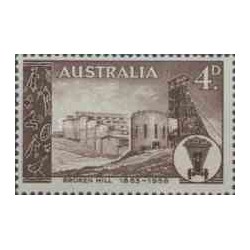 1 عدد تمبر 75مین سالگرد امتیاز معدن بروکن هیل  - استرالیا 1958
