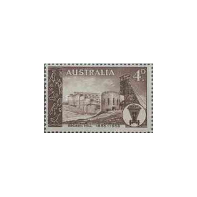 1 عدد تمبر 75مین سالگرد امتیاز معدن بروکن هیل  - استرالیا 1958