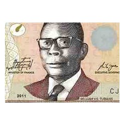 اسکناس 20 دلار - لیبریا 2011 آرم نقره ای بالای امضای راست دارای حروف CBL