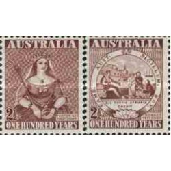 2 عدد تمبر صدمین سالگرد اولین تمبر پستی استرالیا - استرالیا 1950