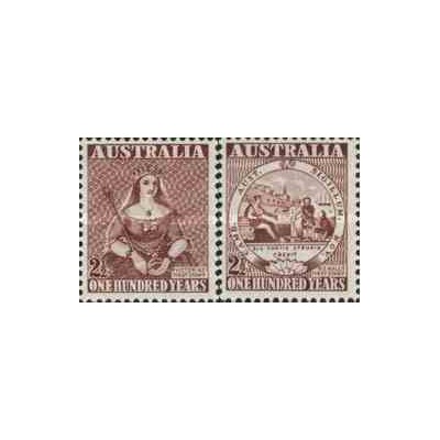 2 عدد تمبر صدمین سالگرد اولین تمبر پستی استرالیا - استرالیا 1950