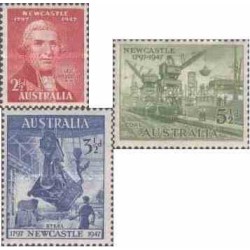 3 عدد تمبر صد و پنجاهمین سالگرد شهر نیوکاسل - استرالیا 1947