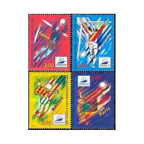 4 عدد تمبر جام جهانی فوتبال فرانسه - فرانسه 1997 4 عدد تمبر جام جهانی فوتبال فرانسه - فرانسه 1997