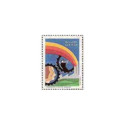 1 عدد تمبر روز کارگر - برزیل 1986