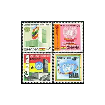4 عدد تمبر روز سازمان ملل - غنا 1967