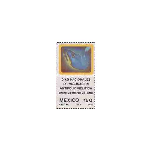 1 عدد تمبر روز ملی واکسیناسیون فلج اطفال - مکزیک 1987