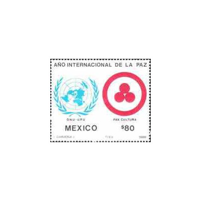 1 عدد تمبر سال بین المللی صلح - مکزیک 1986