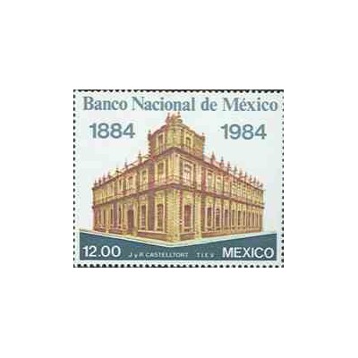 1 عدد تمبر صدمین سالگرد بانک ملی - مکزیک 1984