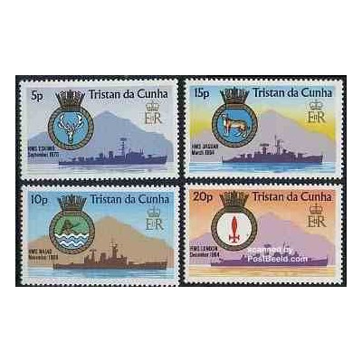 4 عدد تمبر آرمهای نیروی دریائی  - تریستان 1977