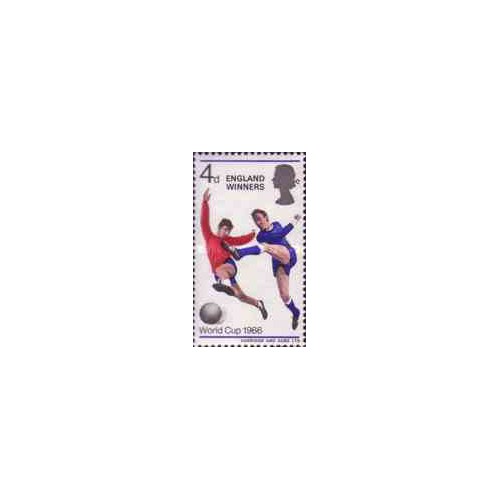1 عدد تمبر برندگان جام جهانی فوتبال انگلیس - سورشارژ - انگلیس 1966