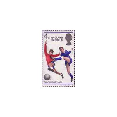 1 عدد تمبر برندگان جام جهانی فوتبال انگلیس - سورشارژ - انگلیس 1966