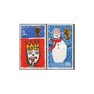 2 عدد تمبر کریستمس - انگلیس 1966