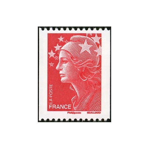 1 عدد تمبر سری پستی - 0.55 - قرمز - عمودی بدون دندانه -  ماریان و اروپا - فرانسه 2008