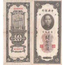 اسکناس 10 یوان (واحد طلا) - چین 1930 کیفیت خوب چاپ نیویورک عنوان پشت Asst. General Manager