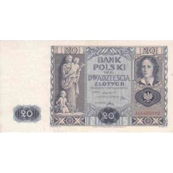 اسکناس 20 زلوتیچ - لهستان 1936 کیفیت بسیار خوب در حد بانکی