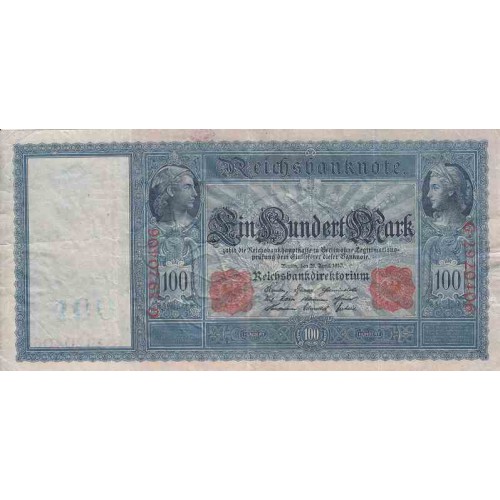 اسکناس 100 مارک - رایش آلمان 1910 کاغذ مایل به آبی مطابق تصویر اسکناس 100 مارک - رایش آلمان 1910 کاغذ مایل به آبی مطابق تصویر