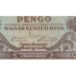 اسکناس 100000 پنگو - مجارستان 1945 غیربانکی