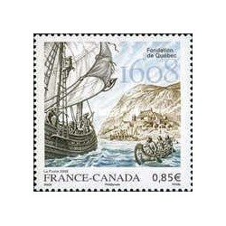 1 عدد تمبر چهارصدمین سالگرد تأسیس کبک - تمبرمشترک با کانادا - فرانسه 2008