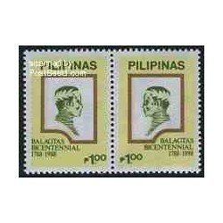 2 عدد تمبر دویستمین سالگرد تولد F. Balagtas - فیلیین 1988