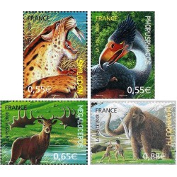 4 عدد تمبر حیوانات ماقبل تاریخ - فرانسه 2008
