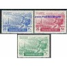 3 عدد تمبر هجدهمین سالگرد خروج نیروهای خارجی از سوریه- پست هوائی - سوریه 1964