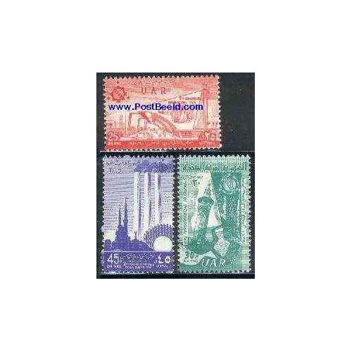 3 عدد تمبر نمایشگاه بین المللی دمشق - پست هوائی - سوریه 1958