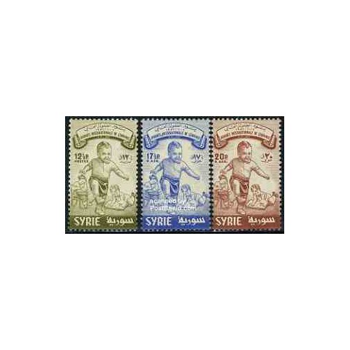 3 عدد تمبر وزجهانی کودک - سوریه 1957