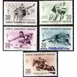 5 عدد تمبر المپیک رم - ترکیه 1960