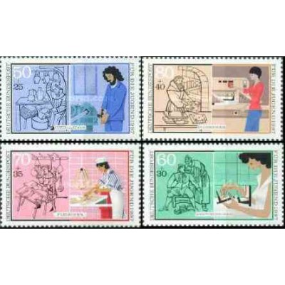 4 عدد تمبر جوانان - صنایع دستی - جمهوری فدرال آلمان 1987 قیمت 6.2 دلار