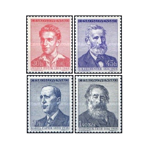 4 عدد تمبر سالگرد نویسندگان - چک اسلواکی 1958 4 عدد تمبر سالگرد نویسندگان - چک اسلواکی 1958