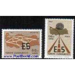 2 عدد تمبر بزرگراههای اروپا - ترکیه 1967