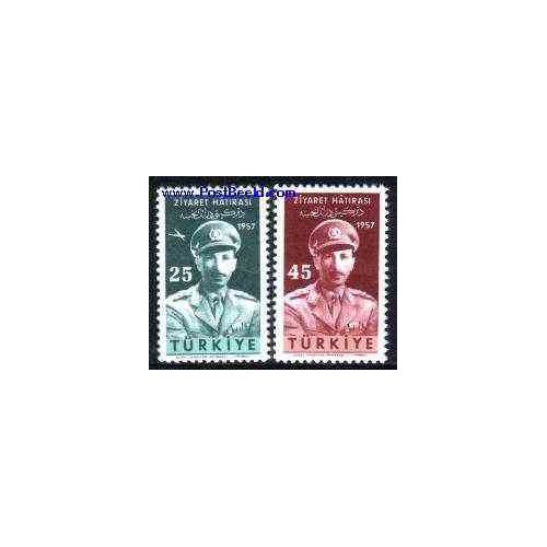 2 عدد تمبر بازدید پادشاه افغانستان - ترکیه 1957