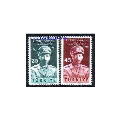 2 عدد تمبر بازدید پادشاه افغانستان - ترکیه 1957