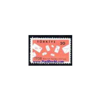 1 عدد تمبر هفته بین المللی نامه نگاری - ترکیه 1958
