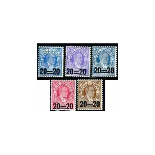 5 عدد تمبر سورشارژ سری پستی - تصویر اتا تورک - ترکیه 1959