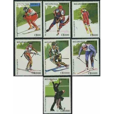 7 عدد تمبر المپیک زمستانی - آلبرت ویل - نیکاراگوئه 1989