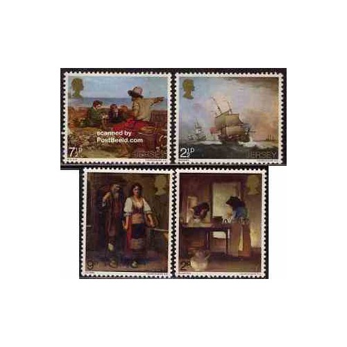 4 عدد تمبر تابلو نقاشی - جرسی 1971