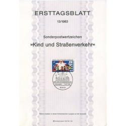 برگه اولین روز انتشار تمبر کودکان و ترافیک - جمهوری فدرال آلمان 1983