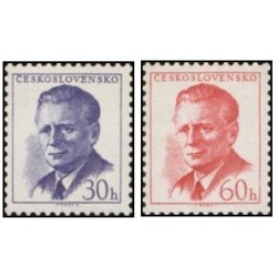 2 عدد  تمبر سری پستی - رئیس جمهور آنتونین نووتنی - چک اسلواکی 1958