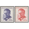 2 عدد  تمبر سری پستی - رئیس جمهور آنتونین نووتنی - چک اسلواکی 1958
