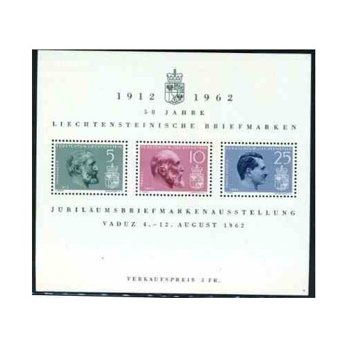 سونیرشیت پنجاهمین سالگرد تمبرها - لیختنشتاین 1962