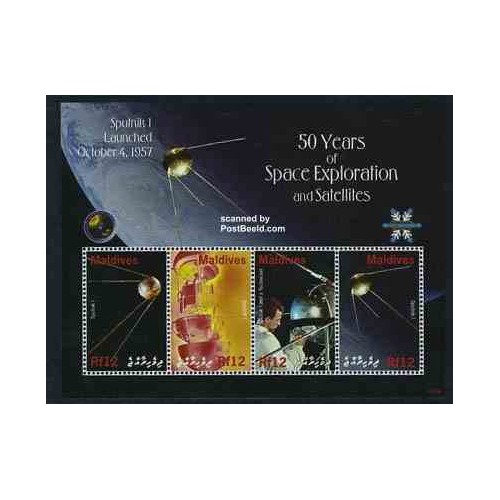 مینی شیت پنجاهمین سالگرد اکنشافات فضائی و ماهواره - ماهواره اسپاتنیک - مالدیو 2008