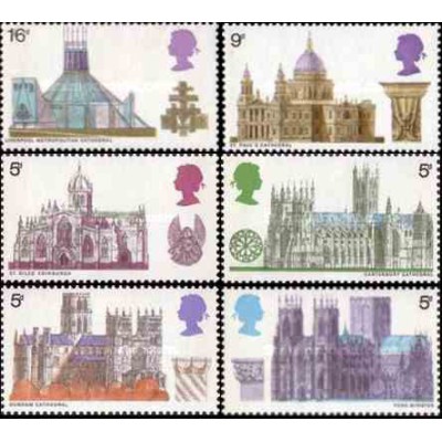 6 عدد تمبر کلیساها - انگلیس 1969