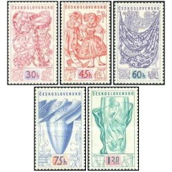 5 عدد  تمبر نمایشگاه بین المللی بروکسل - چک اسلواکی 1958 کیفیت MN