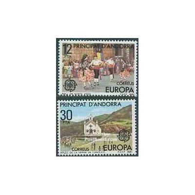 2 عدد تمبر مشترک اروپا - Europa Cept - فورکلور - اسپانیا آندورا  1981