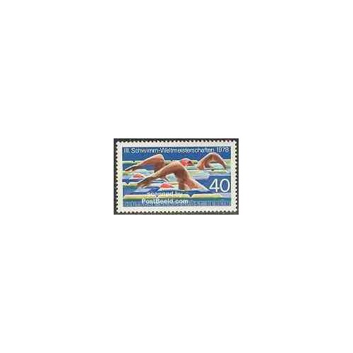 1 عدد تمبر قهرمانی چهانی شنا - برلین آلمان 1978