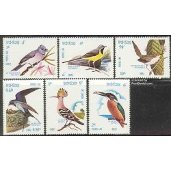 6 عدد تمبر پرندگان - لائوس 1982