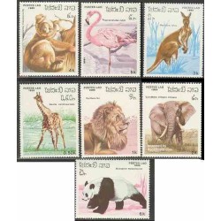 7 عدد تمبر آمریپکس - حیوانات - لائوس 1986