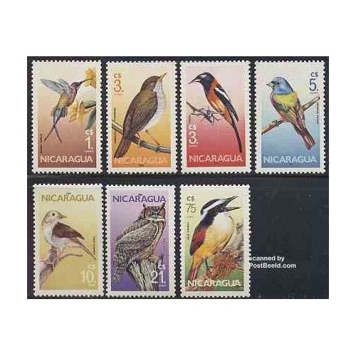 7 عدد تمبر پرندگان - نیکاراگوئه 1986